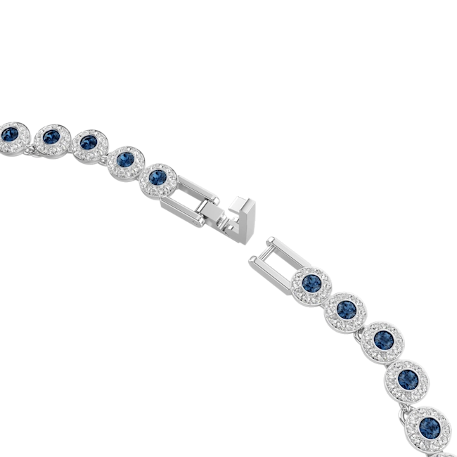 Swarovski Una Angelic Tennis Necklace Round Cut Blue Rhodium Plated