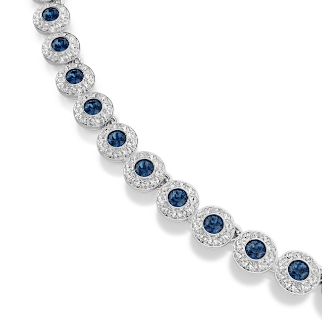 Swarovski Una Angelic Tennis Necklace Round Cut Blue Rhodium Plated