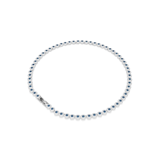 Swarovski Una Angelic Tennis Necklace Round Cut Blue Rhodium Plated