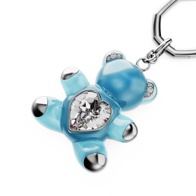 Swarovski Teddy Key Ring Bear Blue Rhodium plated