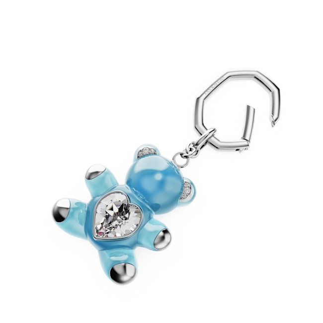 Swarovski Teddy Key Ring Bear Blue Rhodium plated