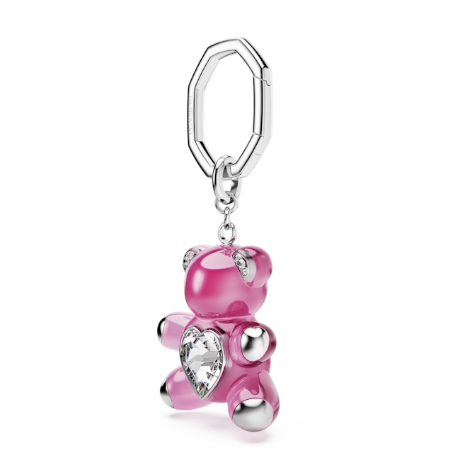 Swarovski Teddy Key Ring Bear Pink Rhodium Plated