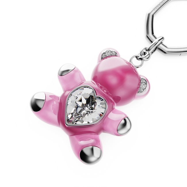 Swarovski Teddy Key Ring Bear Pink Rhodium Plated