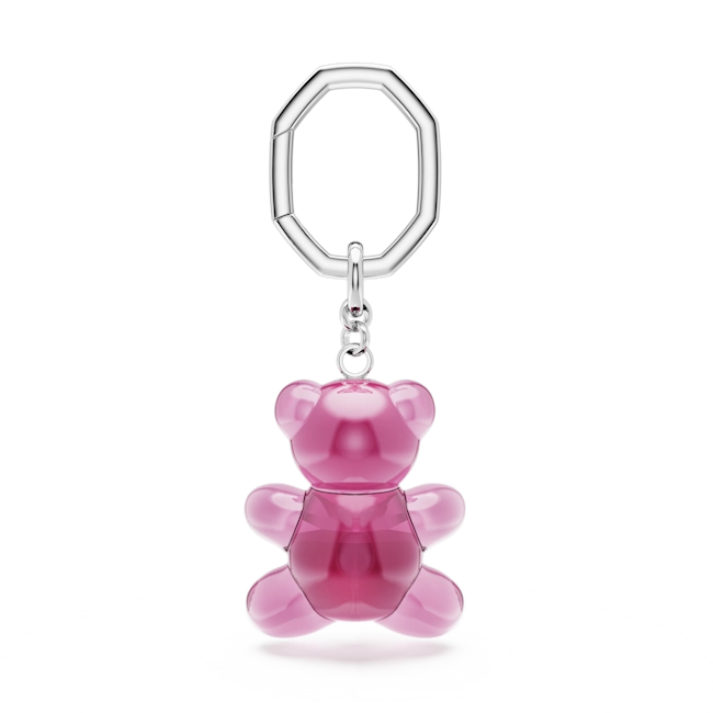 Swarovski Teddy Key Ring Bear Pink Rhodium Plated
