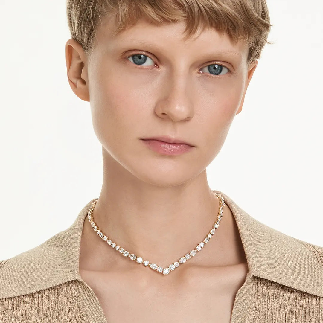 Swarovski Mesmera Necklace Mixed Cuts White Gold-Tone Plated