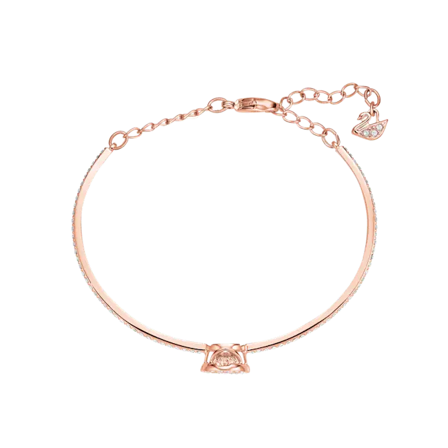 Swarovski Una Bangle Round Cut Pave White Rose Gold-Tone Plated - Bluestreak Crystals