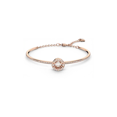 Swarovski Una Bangle Round Cut Pave White Rose Gold-Tone Plated - Bluestreak Crystals
