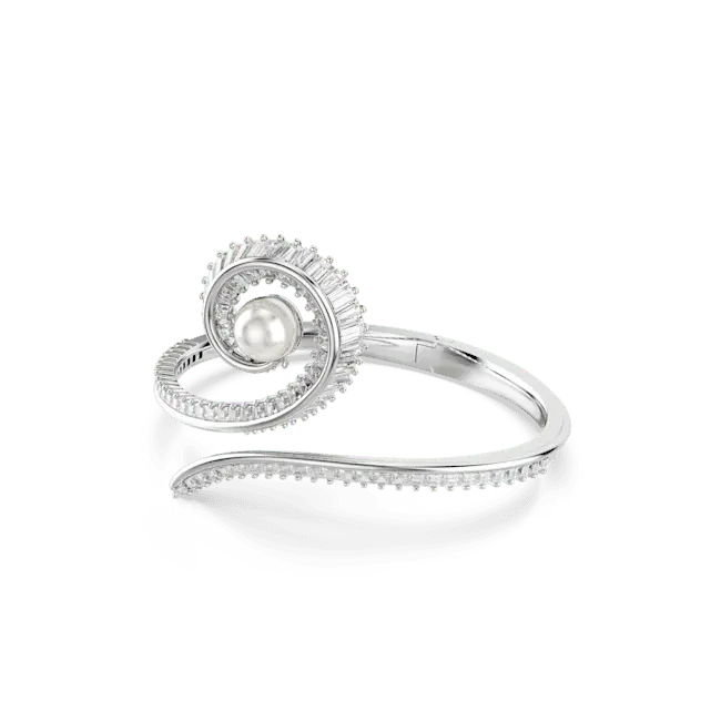 Ariana Grande x Swarovski Bangle Crystal Pearl Baguette Cut White Rhodium Plated - Bluestreak Crystals