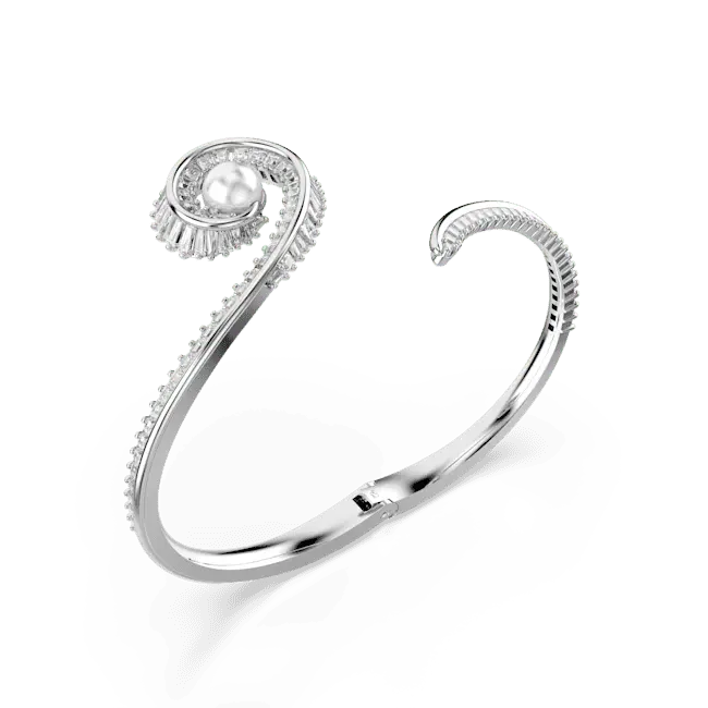 Ariana Grande x Swarovski Bangle Crystal Pearl Baguette Cut White Rhodium Plated - Bluestreak Crystals