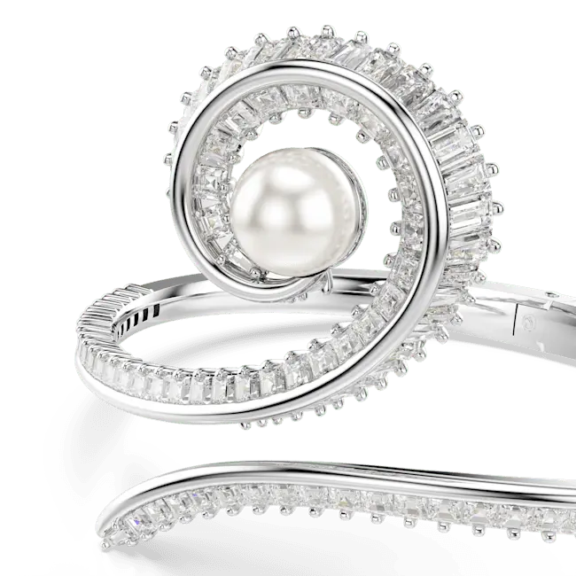 Ariana Grande x Swarovski Bangle Crystal Pearl Baguette Cut White Rhodium Plated - Bluestreak Crystals