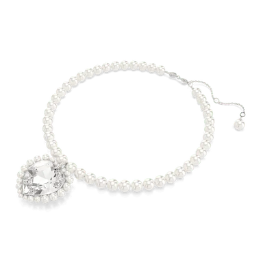 Ariana Grande x Swarovski Necklace Crystal Pearl Heart Cut White Rhodium Plated - Bluestreak Crystals