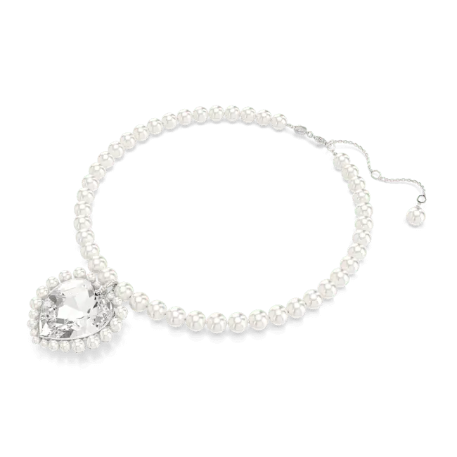 Ariana Grande x Swarovski Necklace Crystal Pearl Heart Cut White Rhodium Plated - Bluestreak Crystals