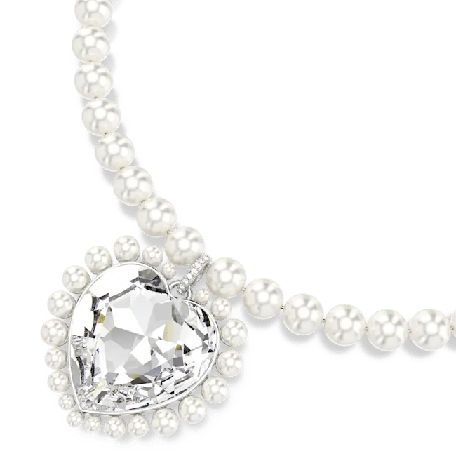 Ariana Grande x Swarovski Necklace Crystal Pearl Heart Cut White Rhodium Plated - Bluestreak Crystals
