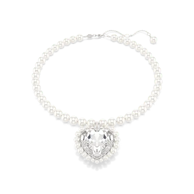 Ariana Grande x Swarovski Necklace Crystal Pearl Heart Cut White Rhodium Plated - Bluestreak Crystals