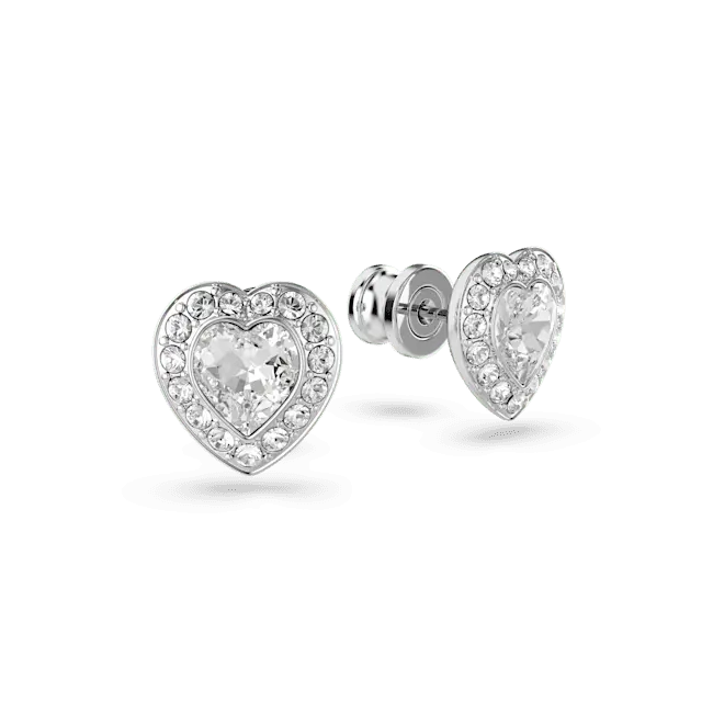 Ariana Grande x Swarovski Stud Earrings Mixed Cuts Heart White Rhodium Plated - Bluestreak Crystals