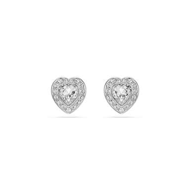 Ariana Grande x Swarovski Stud Earrings Mixed Cuts Heart White Rhodium Plated - Bluestreak Crystals