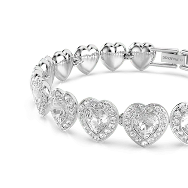 Ariana Grande x Swarovski Tennis Bracelet Mixed Cuts Heart White Rhodium Plated - Bluestreak Crystals