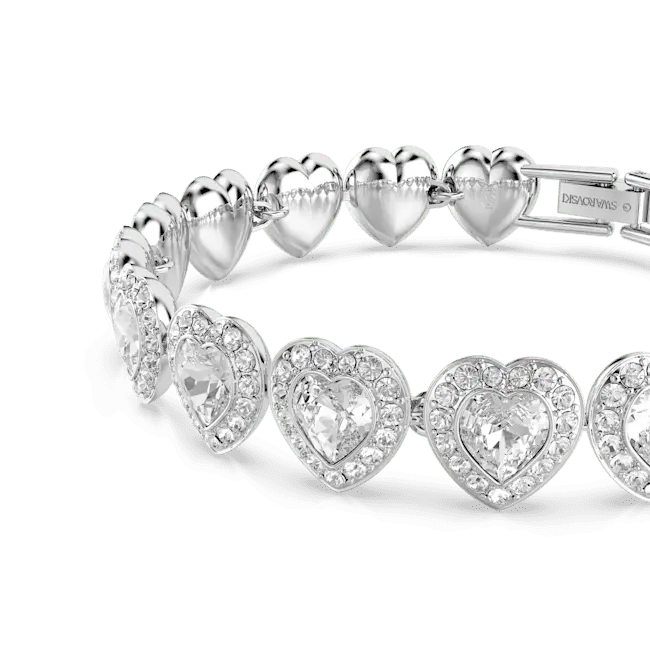 Ariana Grande x Swarovski Tennis Bracelet Mixed Cuts Heart White Rhodium Plated - Bluestreak Crystals