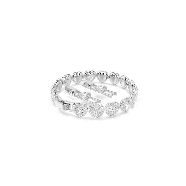 Ariana Grande x Swarovski Tennis Bracelet Mixed Cuts Heart White Rhodium Plated - Bluestreak Crystals