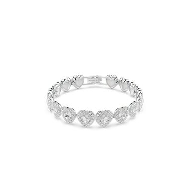Ariana Grande x Swarovski Tennis Bracelet Mixed Cuts Heart White Rhodium Plated - Bluestreak Crystals