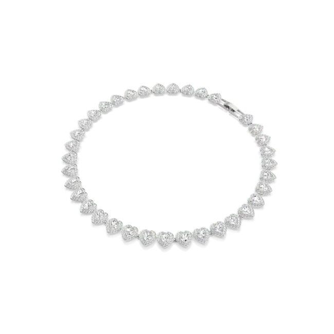 Ariana Grande x Swarovski Tennis Necklace Mixed Cuts Heart White Rhodium Plated - Bluestreak Crystals