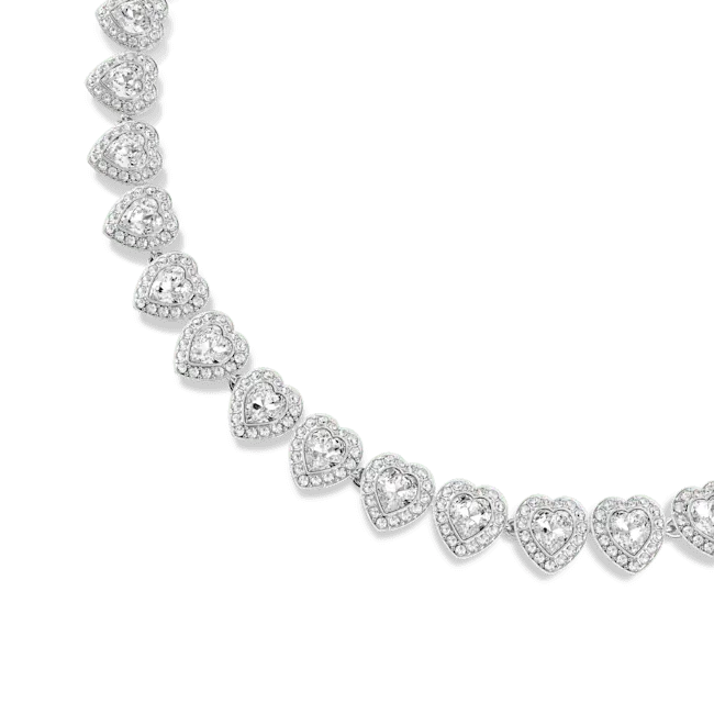 Ariana Grande x Swarovski Tennis Necklace Mixed Cuts Heart White Rhodium Plated - Bluestreak Crystals