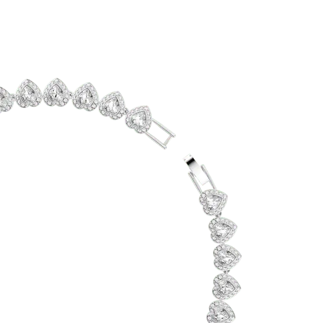 Ariana Grande x Swarovski Tennis Necklace Mixed Cuts Heart White Rhodium Plated - Bluestreak Crystals