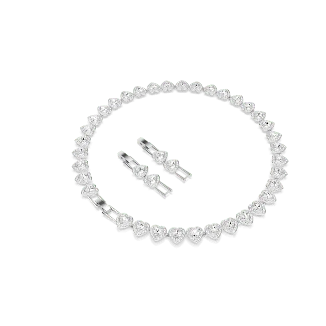 Ariana Grande x Swarovski Tennis Necklace Mixed Cuts Heart White Rhodium Plated - Bluestreak Crystals