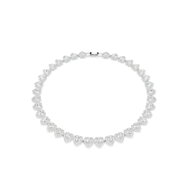Ariana Grande x Swarovski Tennis Necklace Mixed Cuts Heart White Rhodium Plated - Bluestreak Crystals