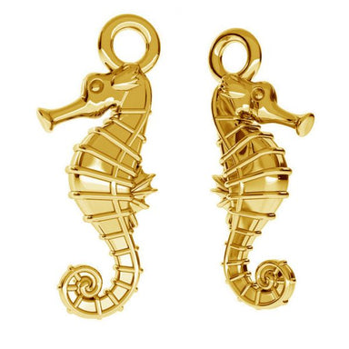 Gold Plated (24k) Sterling Silver Seahorse Charm - Bluestreak Crystals