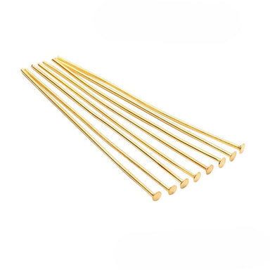 Gold Plated Flat End Headpins - Bluestreak Crystals