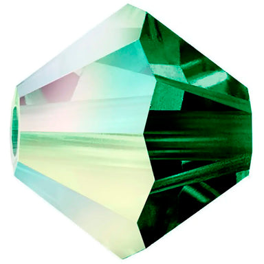 Preciosa Beads Bicone Emerald AB - Bluestreak Crystals