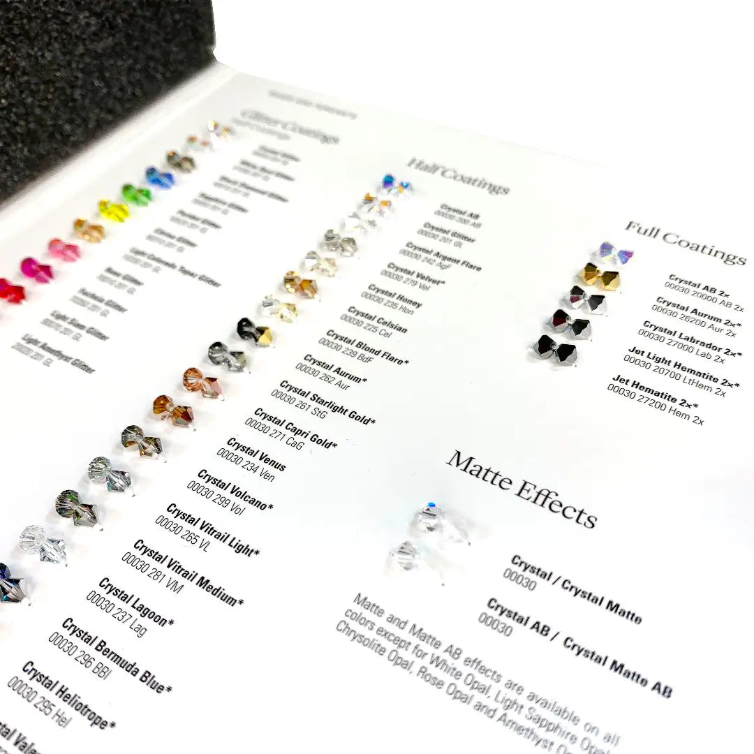 Preciosa Crystal Beads & Pendants Colour Chart - Bluestreak Crystals