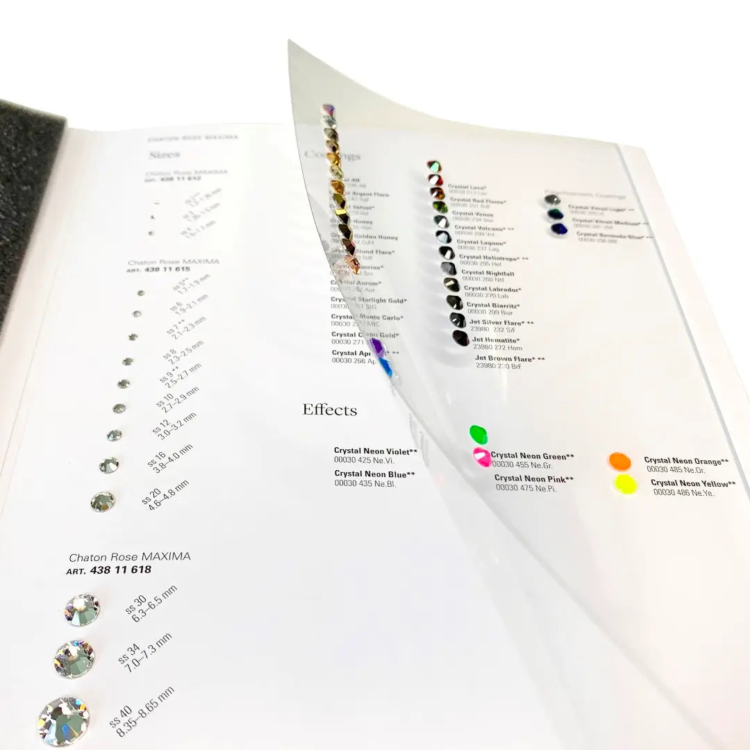 Preciosa Flatback Crystals (MAXIMA) Colour Chart - Bluestreak Crystals