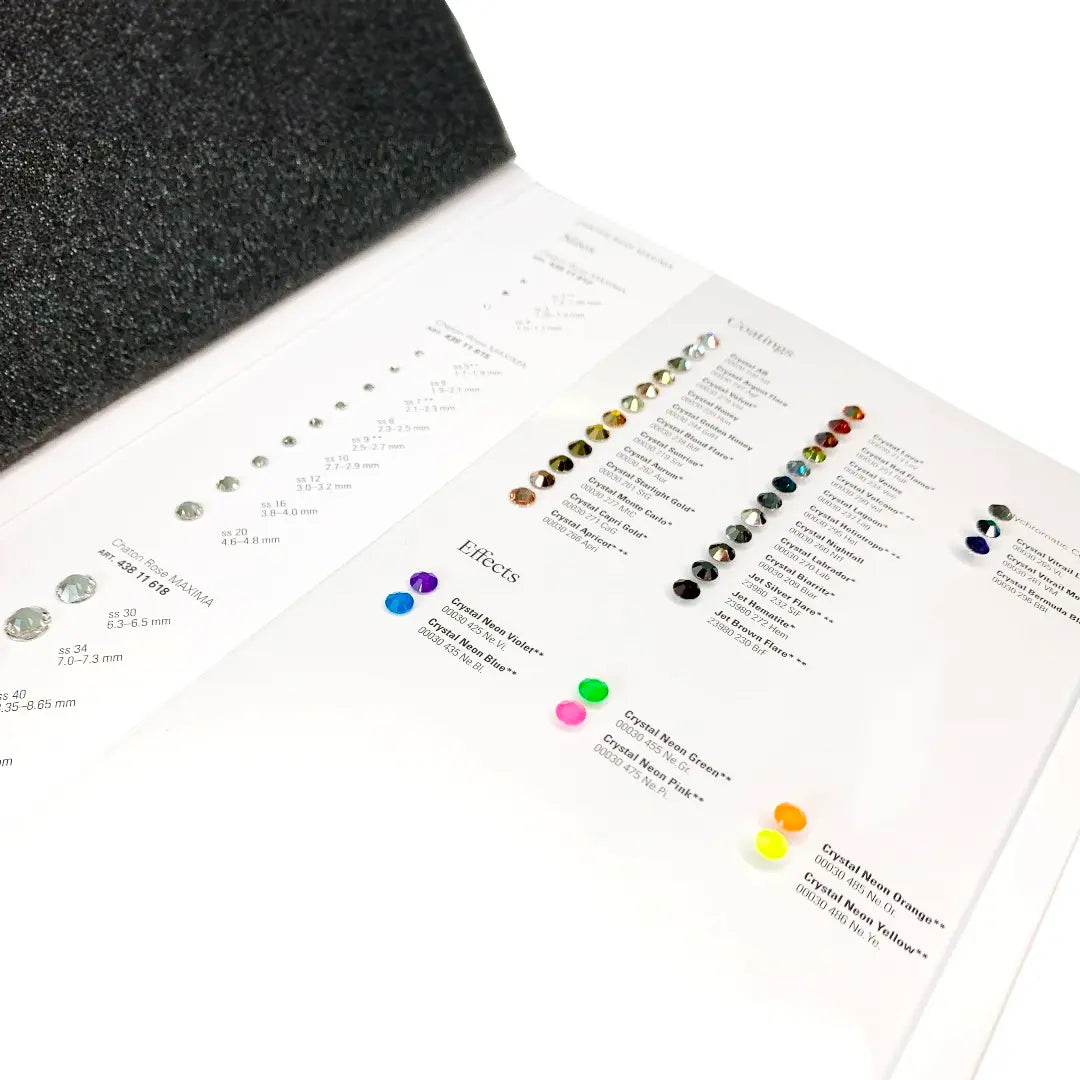 Preciosa Flatback Crystals (MAXIMA) Colour Chart - Bluestreak Crystals