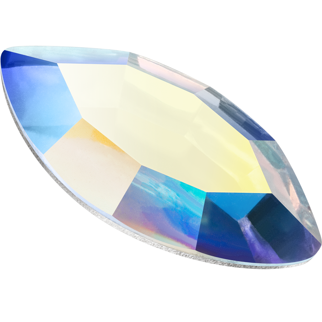 Preciosa Flat Back Crystals Non Hotfix Navette (MAXIMA) Crystal AB - Bluestreak Crystals