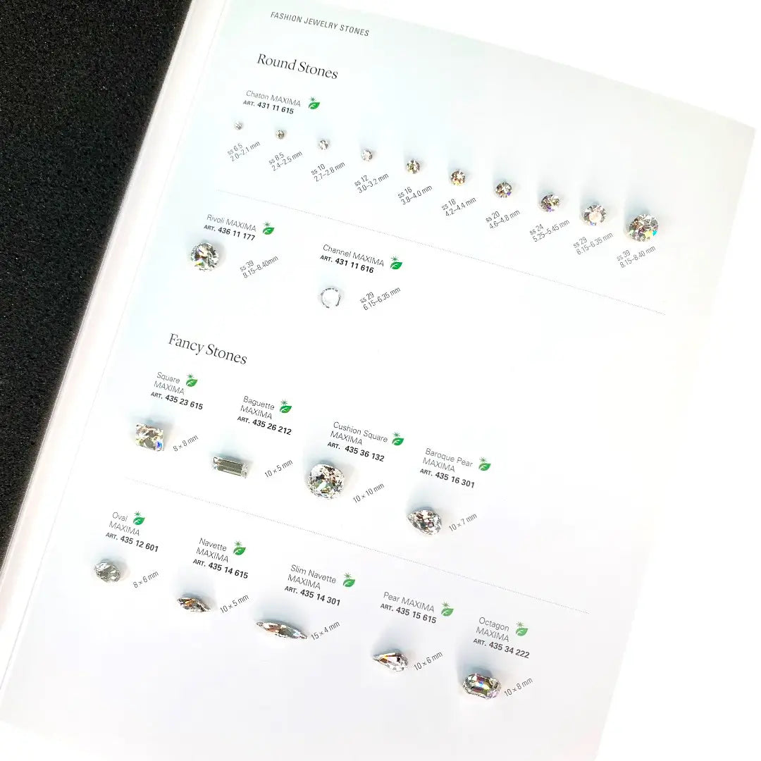 Preciosa Jewellery Stones Shapes & Sizes Chart - Bluestreak Crystals