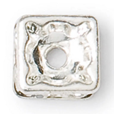 Preciosa Rondelle Bead Square Silver Plated - Bluestreak Crystals