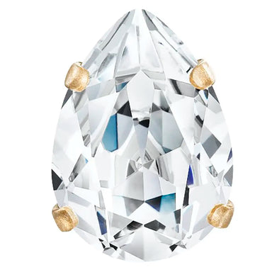 Preciosa Single Stone Setting Baroque Pear in Gold - Bluestreak Crystals