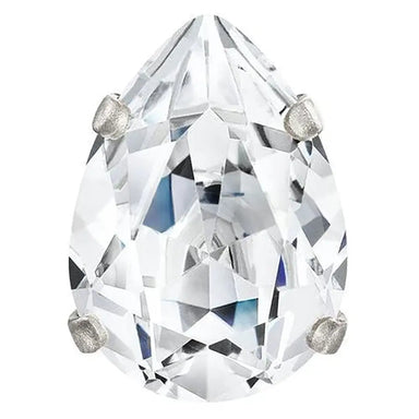 Preciosa Single Stone Setting Baroque Pear in Silver - Bluestreak Crystals