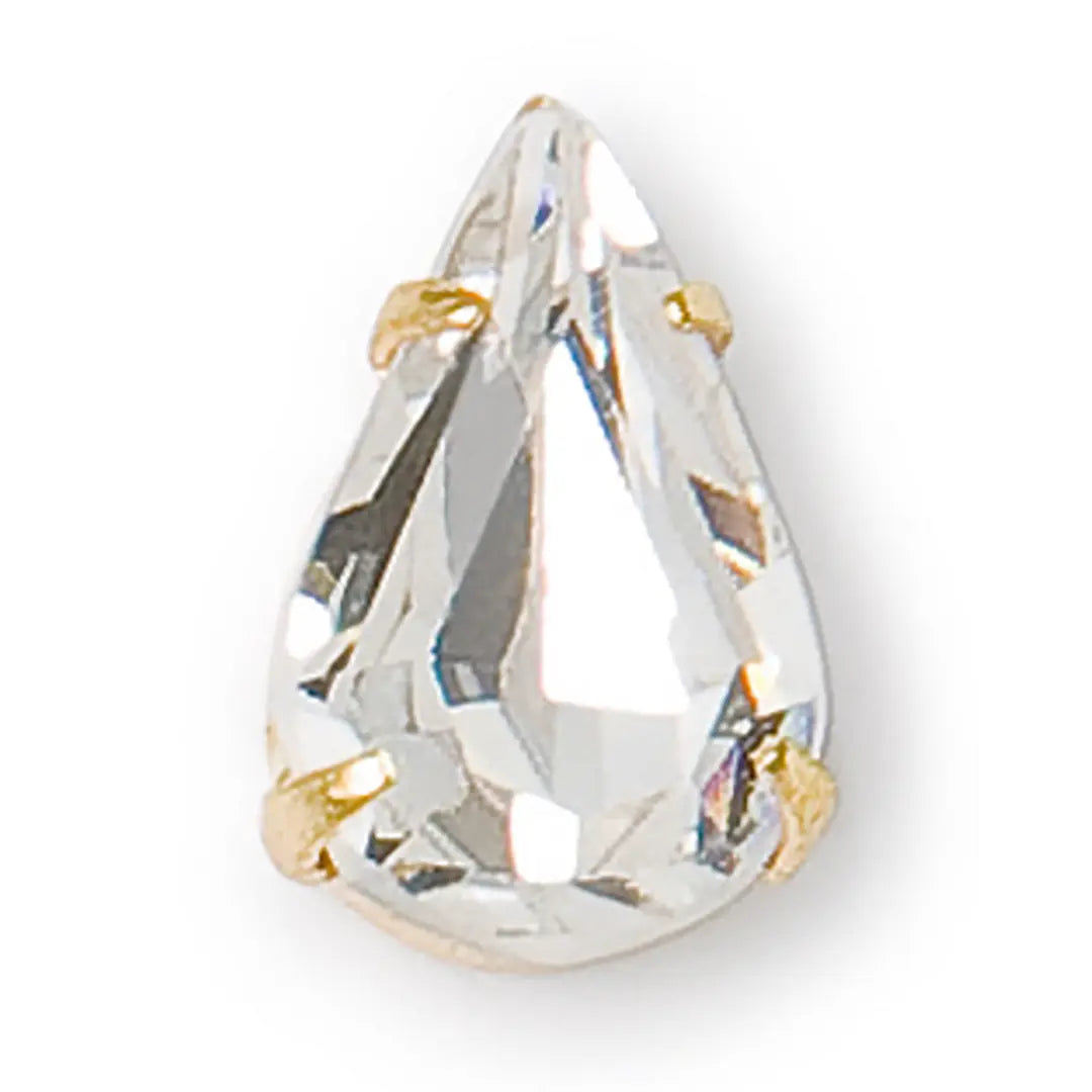 Preciosa Single Stone Setting Pear in Gold - Bluestreak Crystals