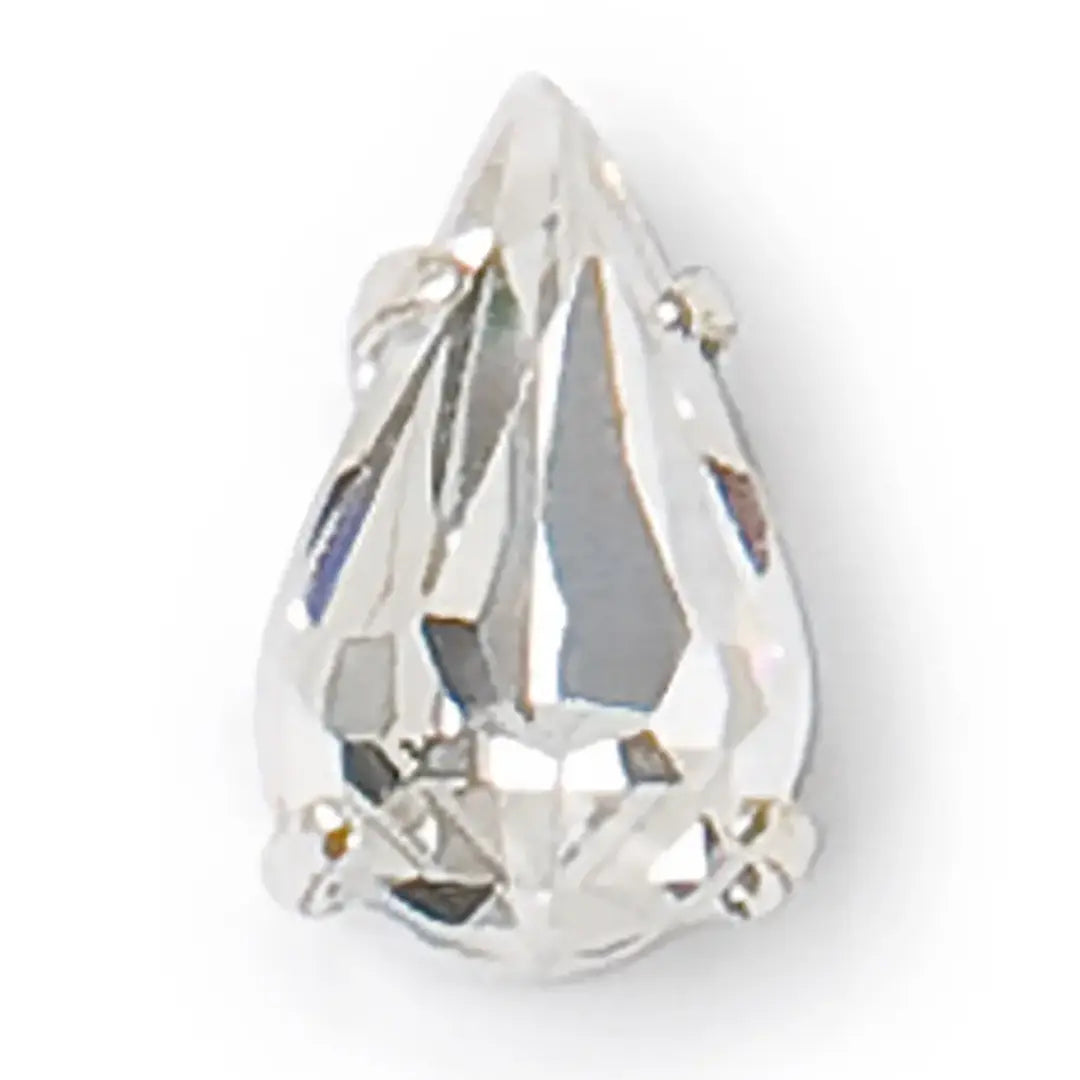 Preciosa Single Stone Setting Pear in Silver - Bluestreak Crystals