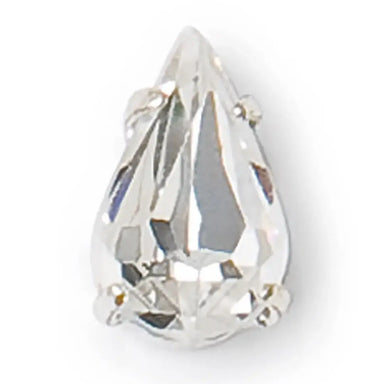 Preciosa Single Stone Setting Pear in Silver - Bluestreak Crystals