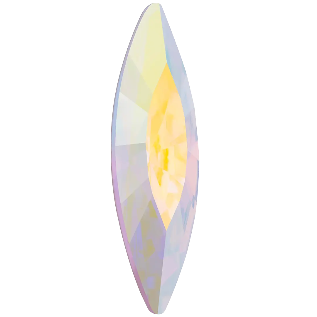 Preciosa Single Stone Setting Slim Navette in Silver - Bluestreak Crystals