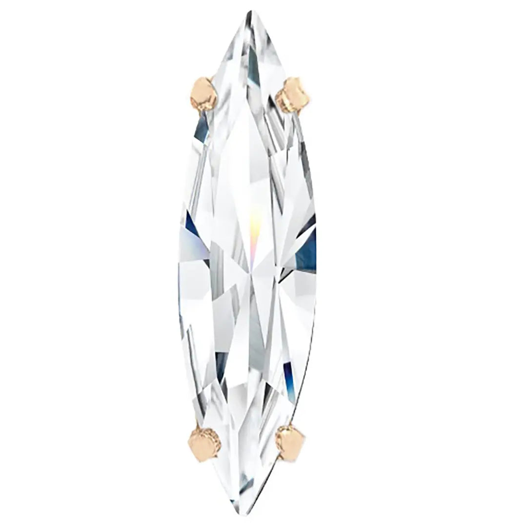 Preciosa Single Stone Setting Slim Navette in Gold - Bluestreak Crystals
