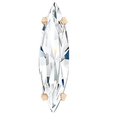 Preciosa Single Stone Setting Slim Navette in Gold - Bluestreak Crystals