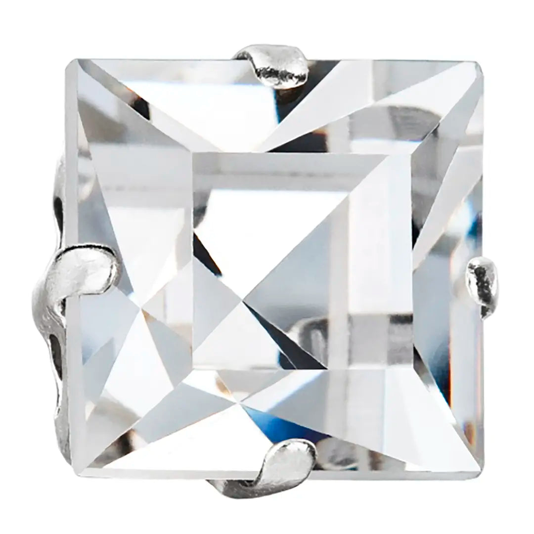 Preciosa Single Stone Setting Square in Silver - Bluestreak Crystals
