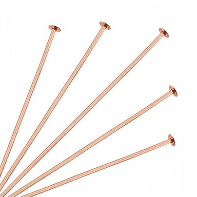 Rose Gold Plated Flat End Headpins - Bluestreak Crystals