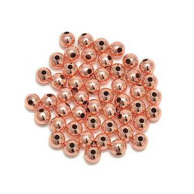 Rose Gold Plated Smooth Round Beads - Bluestreak Crystals