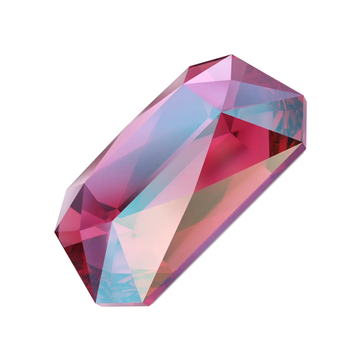 Serinity Flat Back Crystals Non Hotfix Emerald Cut (2602) Scarlet Shimmer - Bluestreak Crystals